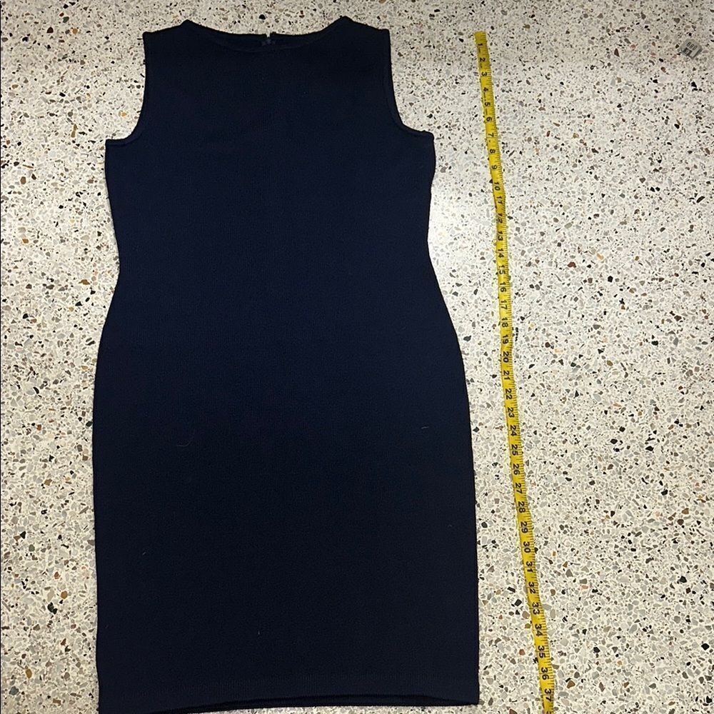 St John Collection navy blue sleeveless knit back zip dress mini 6